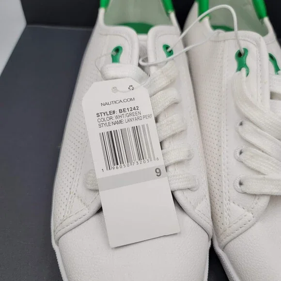 Nautica Shoes Womens Size 9 White Green Lanyard Perf Casual Sneakers Low Top New - Picture 11 of 11